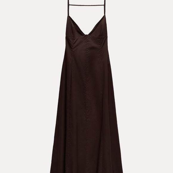Zara Dresses & Skirts - COPY - Elegant Brown Spaghetti Strap Dress